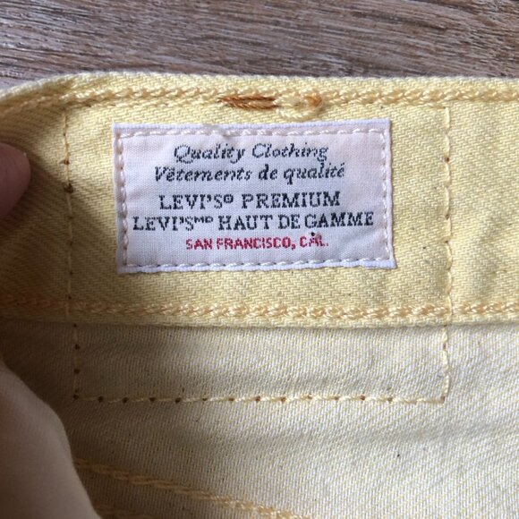 Levi's501 Vintage Jeans Cotton100 Yellow W27L26 Cropped Straight Leg MushroomTag - Picture 6 of 15